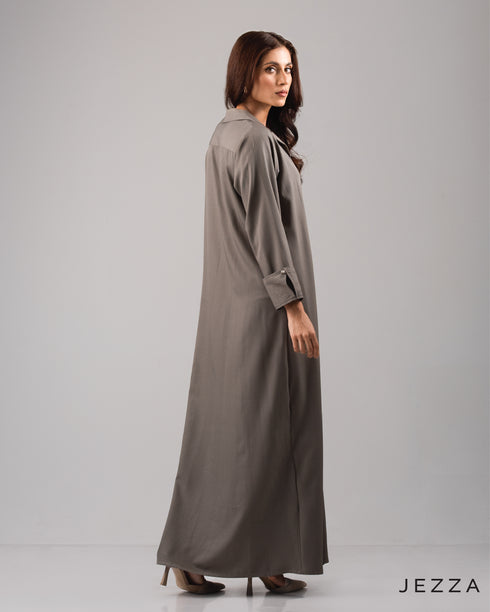 Sophisticated Lapel Collar Ankle Length Dress 56022